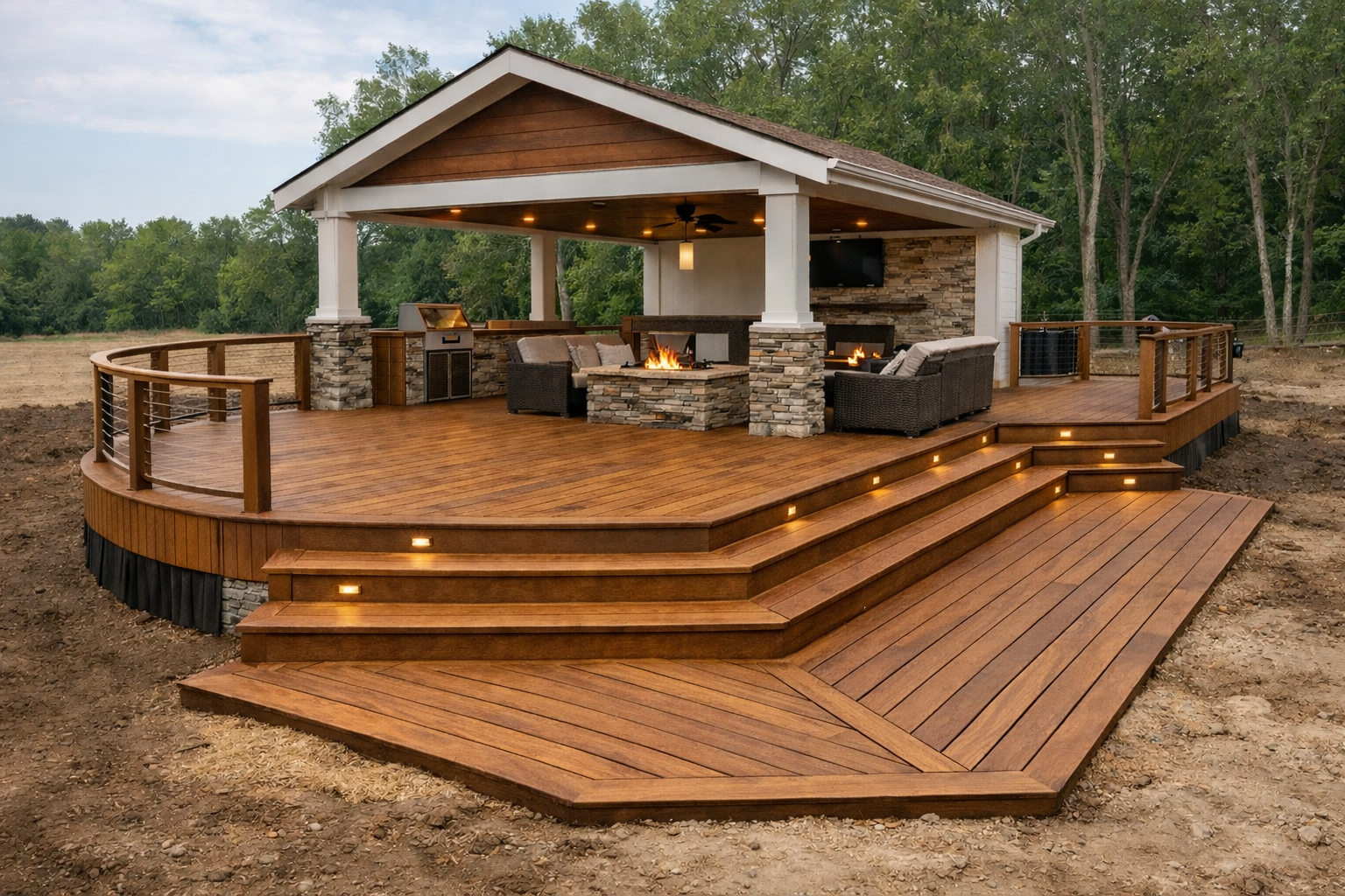 Wood deck build in Carmel