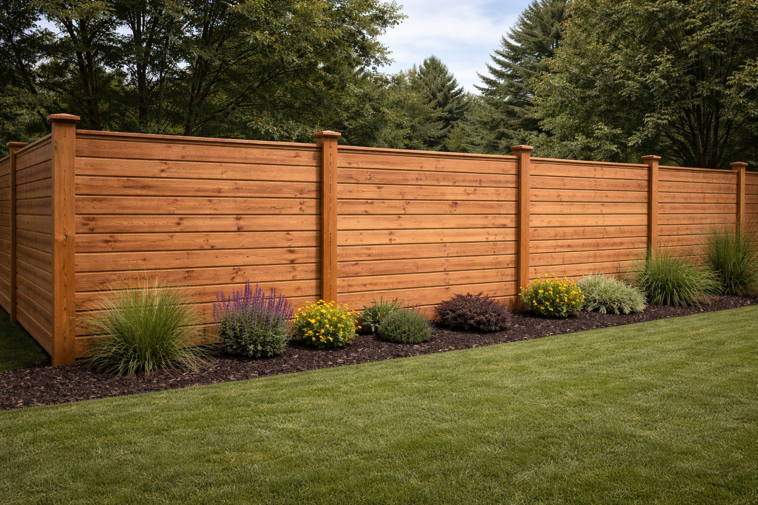 Wood privacy fence installation in Central Indiana