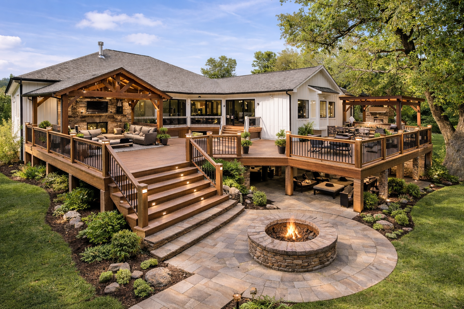 Backyard deck design in Greenwood